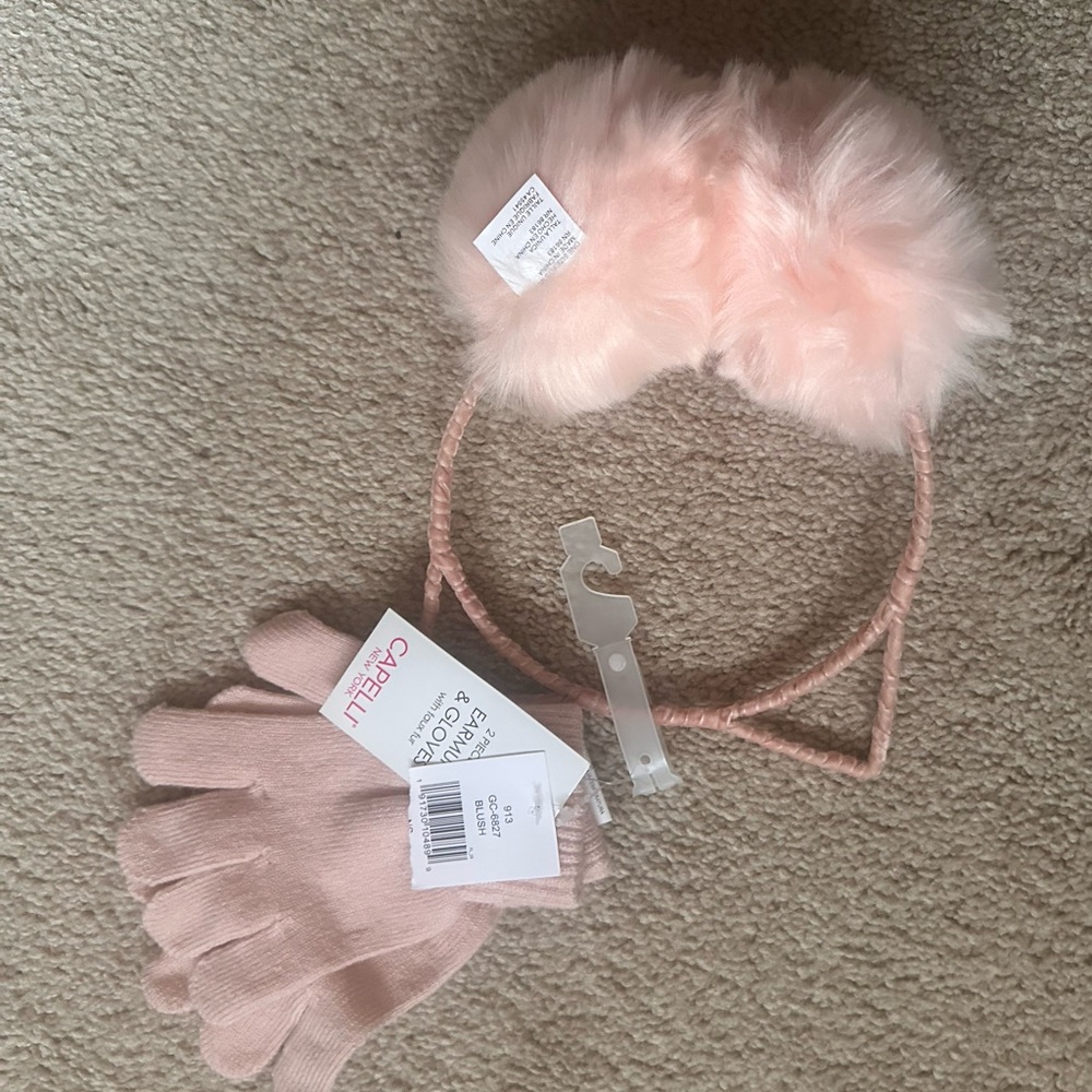 Kids Earmuffs with Gloves Pink